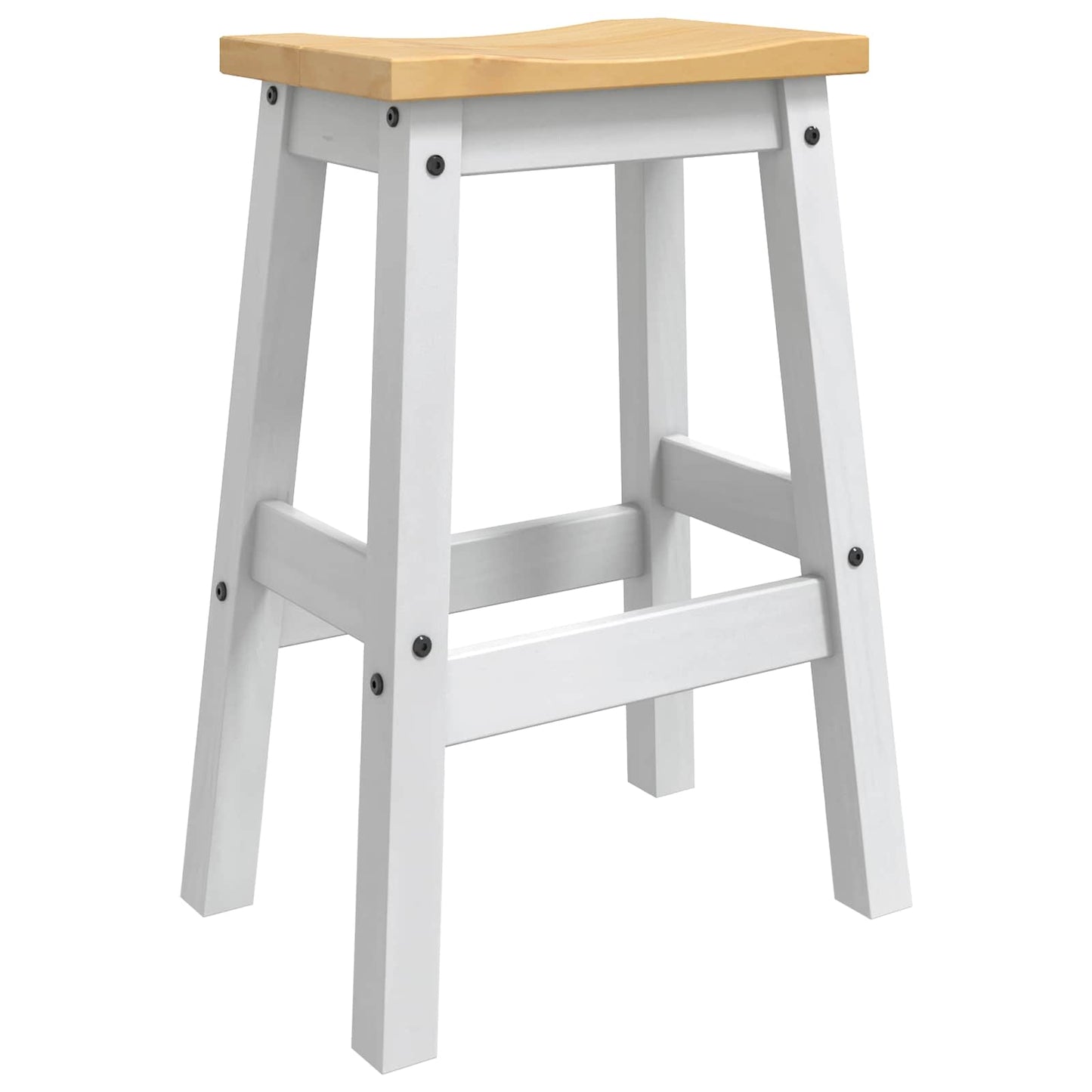 vidaXL Bar Stool 2 pcs White and Honey Wax 44 x 30 x 63 cm Solid-Pine 6