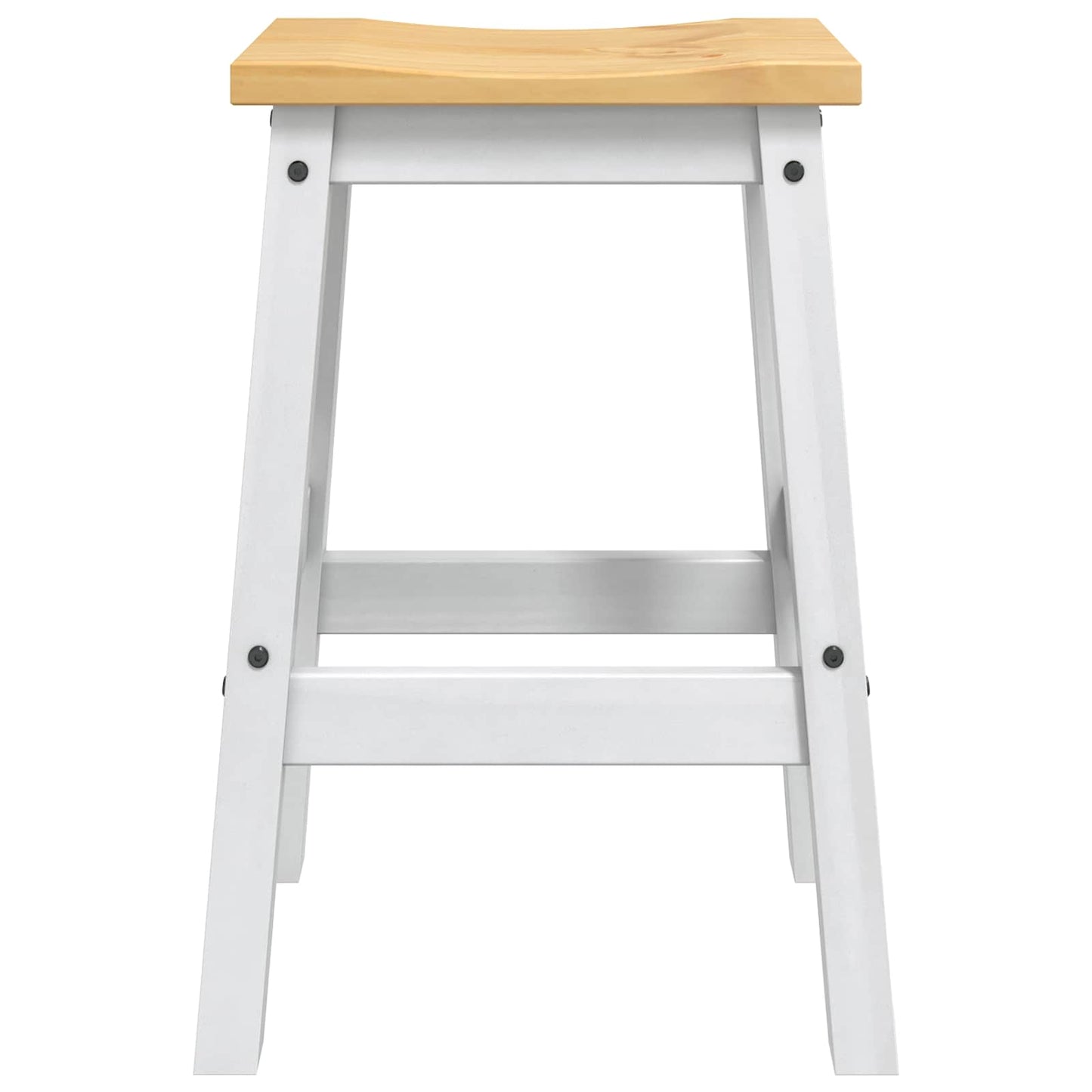 vidaXL Bar Stool 2 pcs White and Honey Wax 44 x 30 x 63 cm Solid-Pine 4