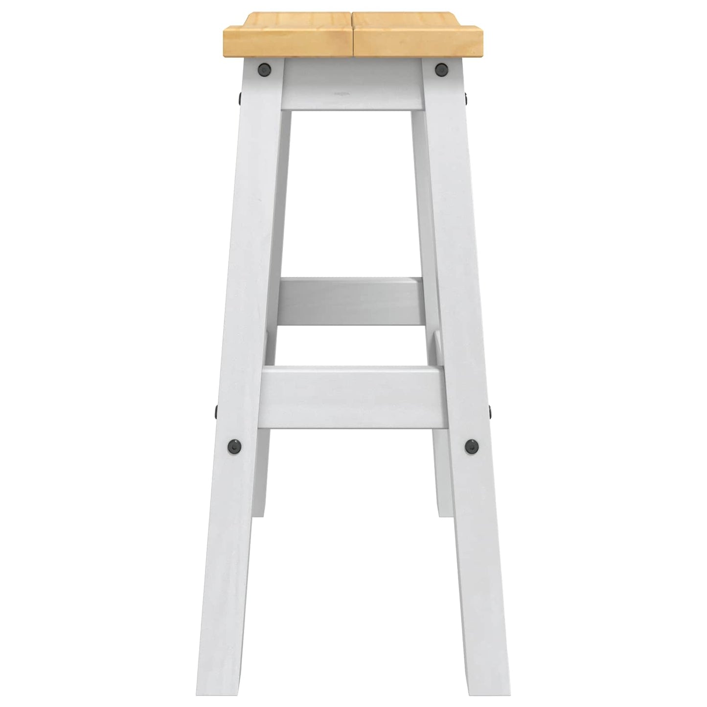 vidaXL Bar Stool 2 pcs White and Honey Wax 44 x 30 x 63 cm Solid-Pine 5