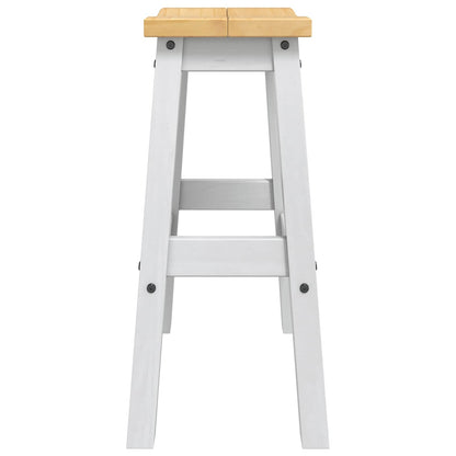 vidaXL Bar Stool 2 pcs White and Honey Wax 44 x 30 x 63 cm Solid-Pine 5