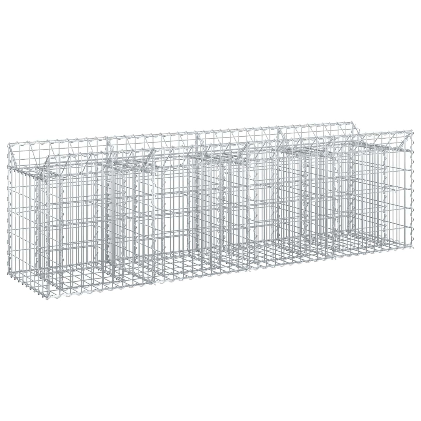 vidaXL Gabion Raised Bed 200 x 50 x 60 cm Galvanised Steel Silver 2