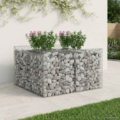 vidaXL Gabion Raised Bed 100 x 100 x 60 cm Galvanised Steel Silver 1