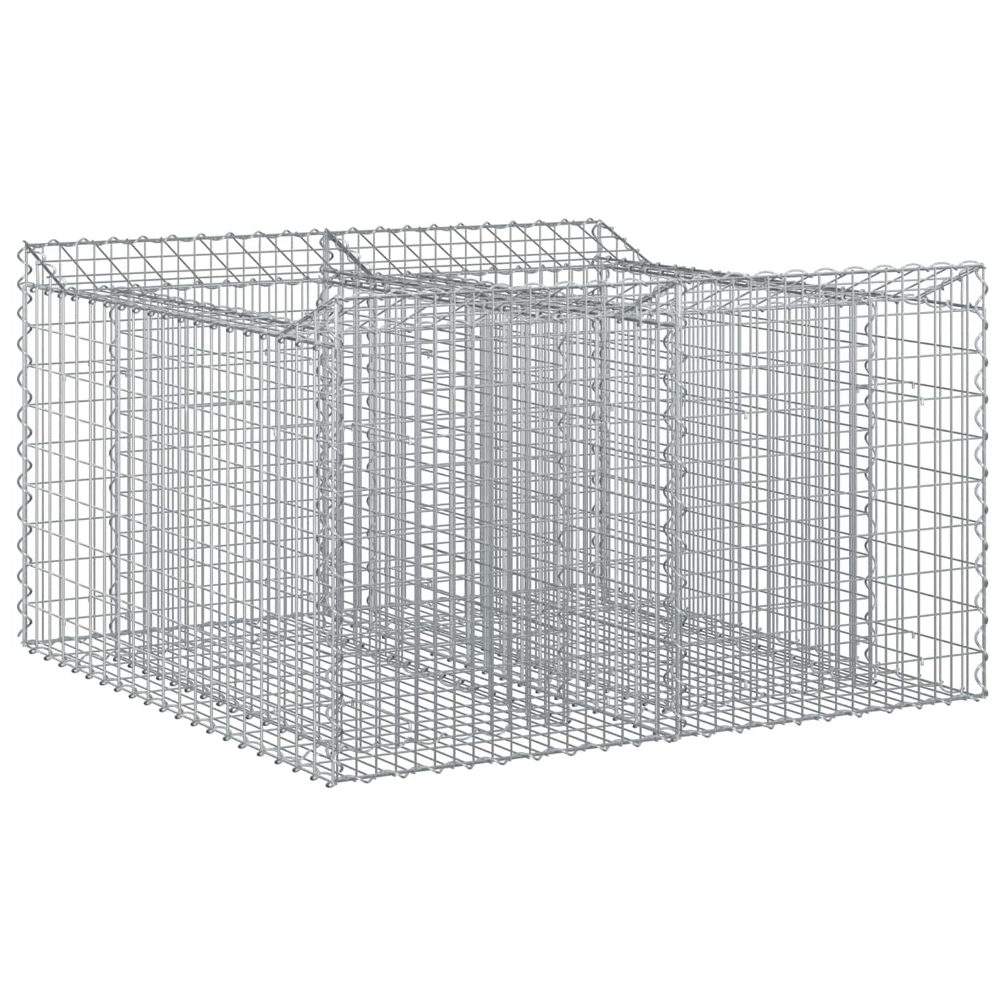 vidaXL Gabion Raised Bed 100 x 100 x 60 cm Galvanised Steel Silver 2