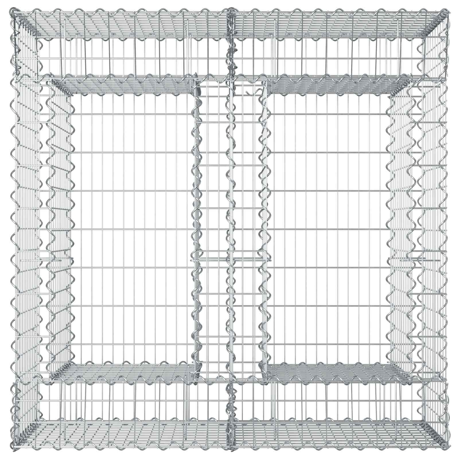 vidaXL Gabion Raised Bed 100 x 100 x 60 cm Galvanised Steel Silver 6