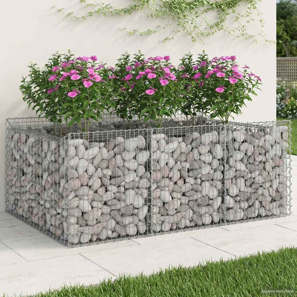 vidaXL Gabion Raised Bed 150 x 100 x 60 cm Galvanised Steel Silver 1