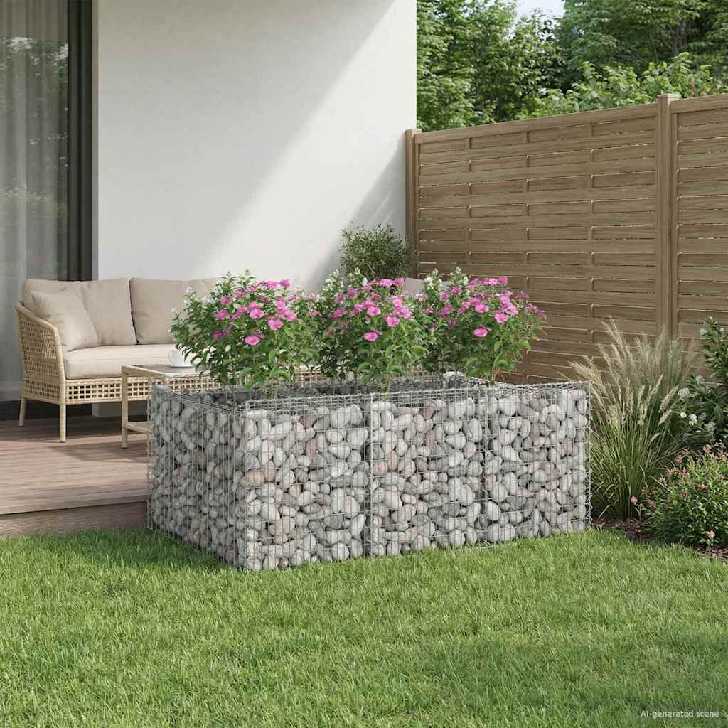 vidaXL Gabion Raised Bed 150 x 100 x 60 cm Galvanised Steel Silver 5