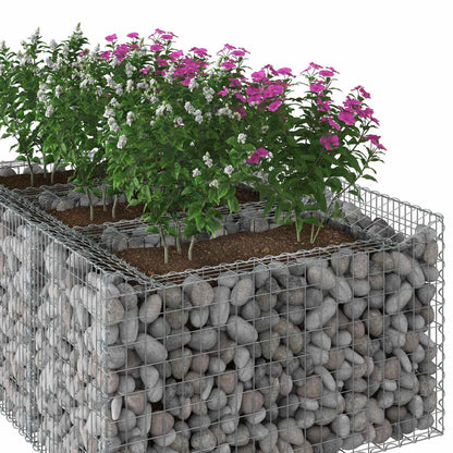 vidaXL Gabion Raised Bed 150 x 100 x 60 cm Galvanised Steel Silver 4