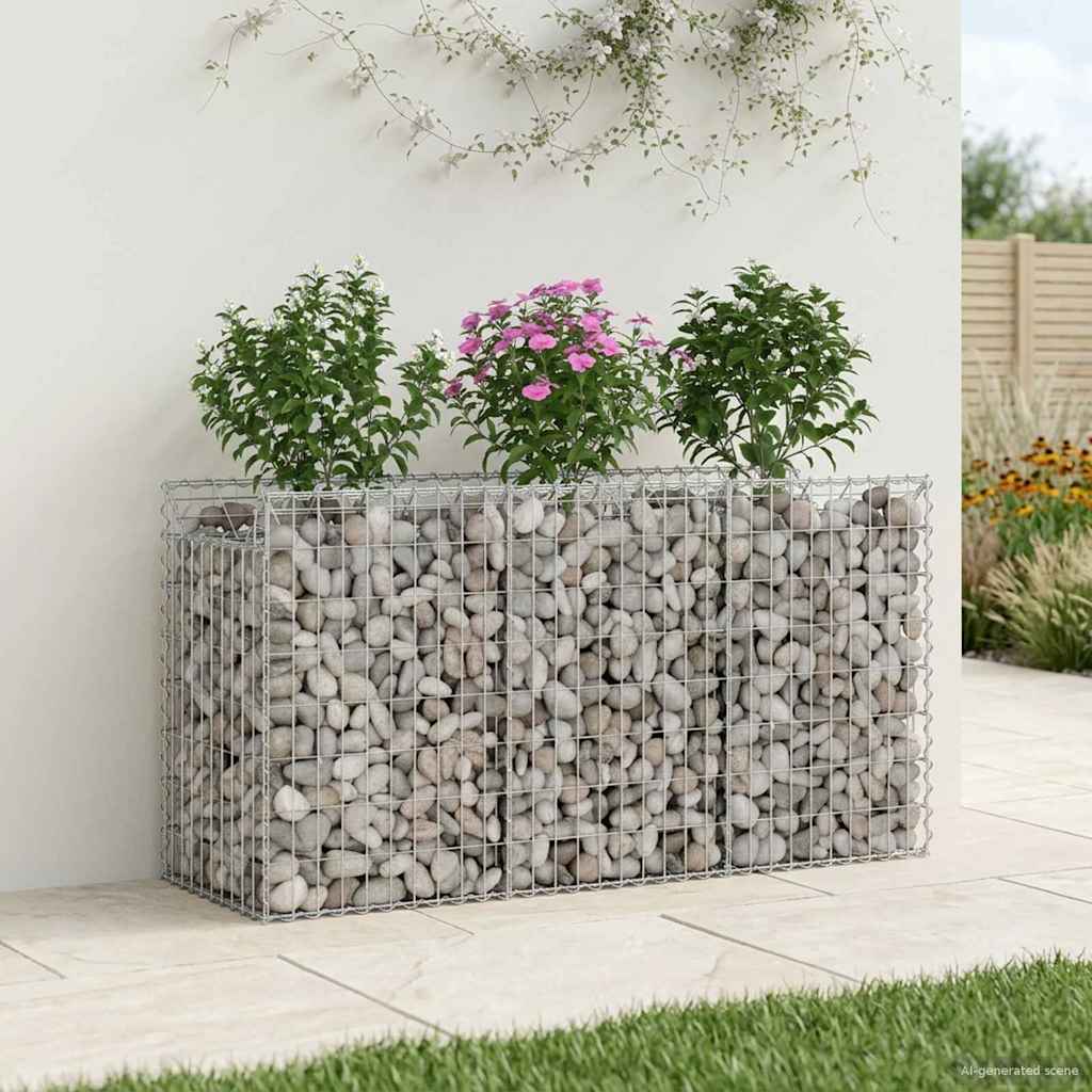 vidaXL Gabion Raised Bed 150 x 50 x 80 cm Galvanised Steel Silver 1