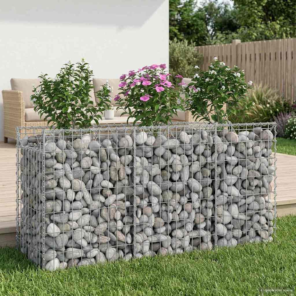 vidaXL Gabion Raised Bed 150 x 50 x 80 cm Galvanised Steel Silver 4