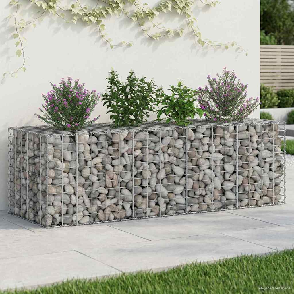 vidaXL Gabion Raised Bed 180 x 60 x 55 cm Galvanised Steel Silver 1