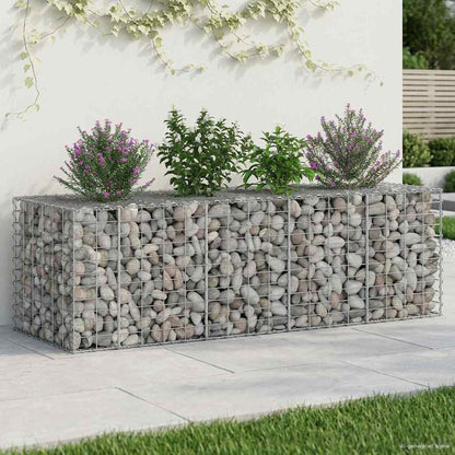 vidaXL Gabion Raised Bed 180 x 60 x 55 cm Galvanised Steel Silver 1