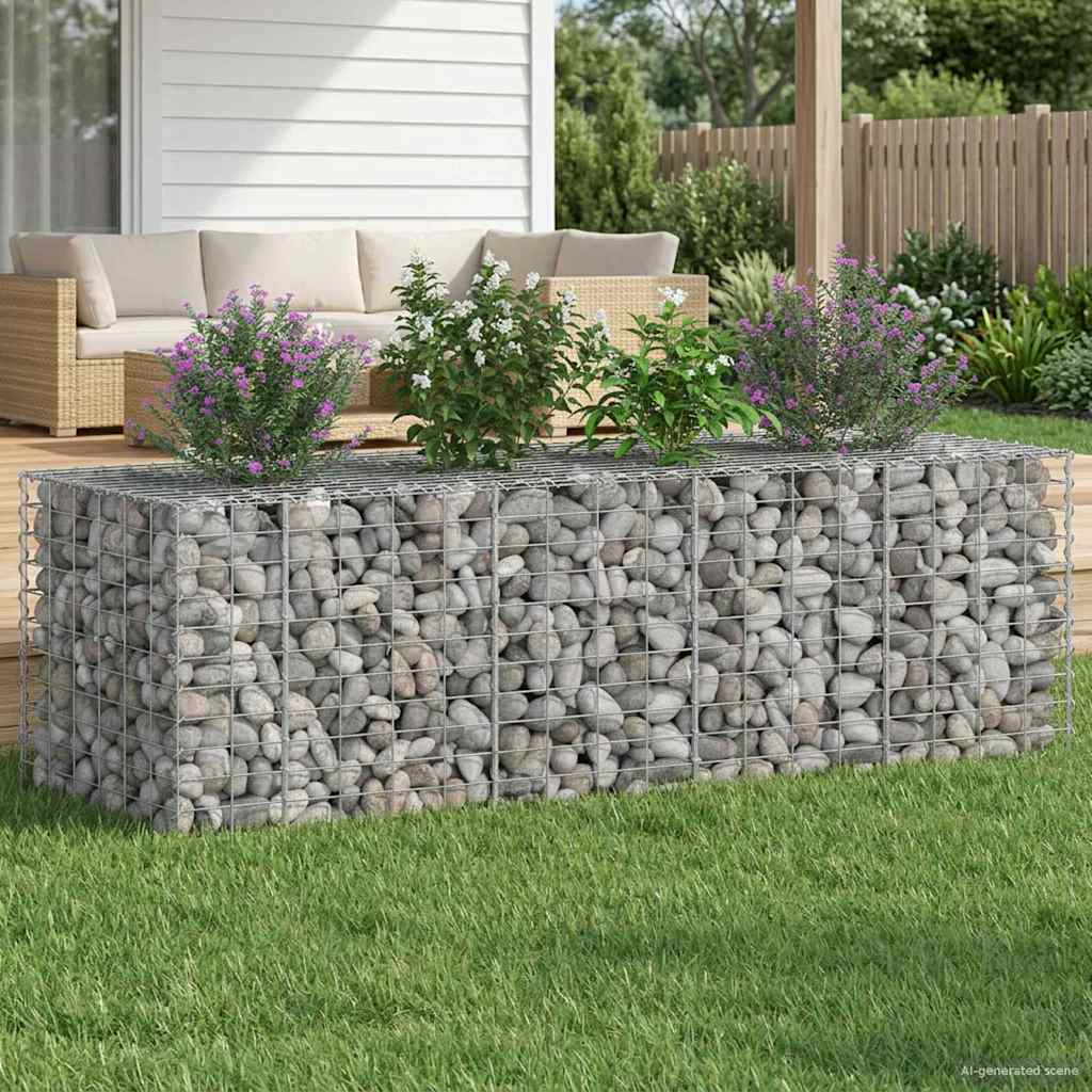 vidaXL Gabion Raised Bed 180 x 60 x 55 cm Galvanised Steel Silver 5