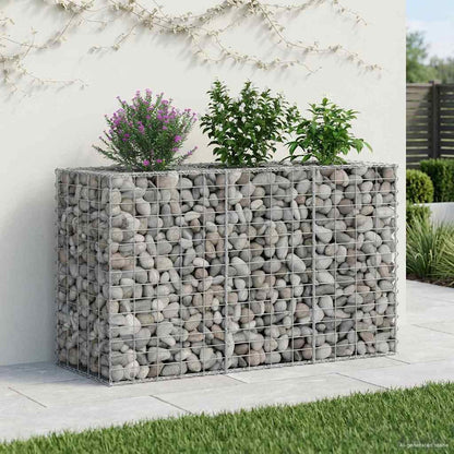 vidaXL Gabion Raised Bed 130 x 50 x 80 cm Galvanised Steel Silver 5