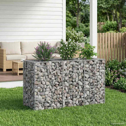 vidaXL Gabion Raised Bed 130 x 50 x 80 cm Galvanised Steel Silver 1