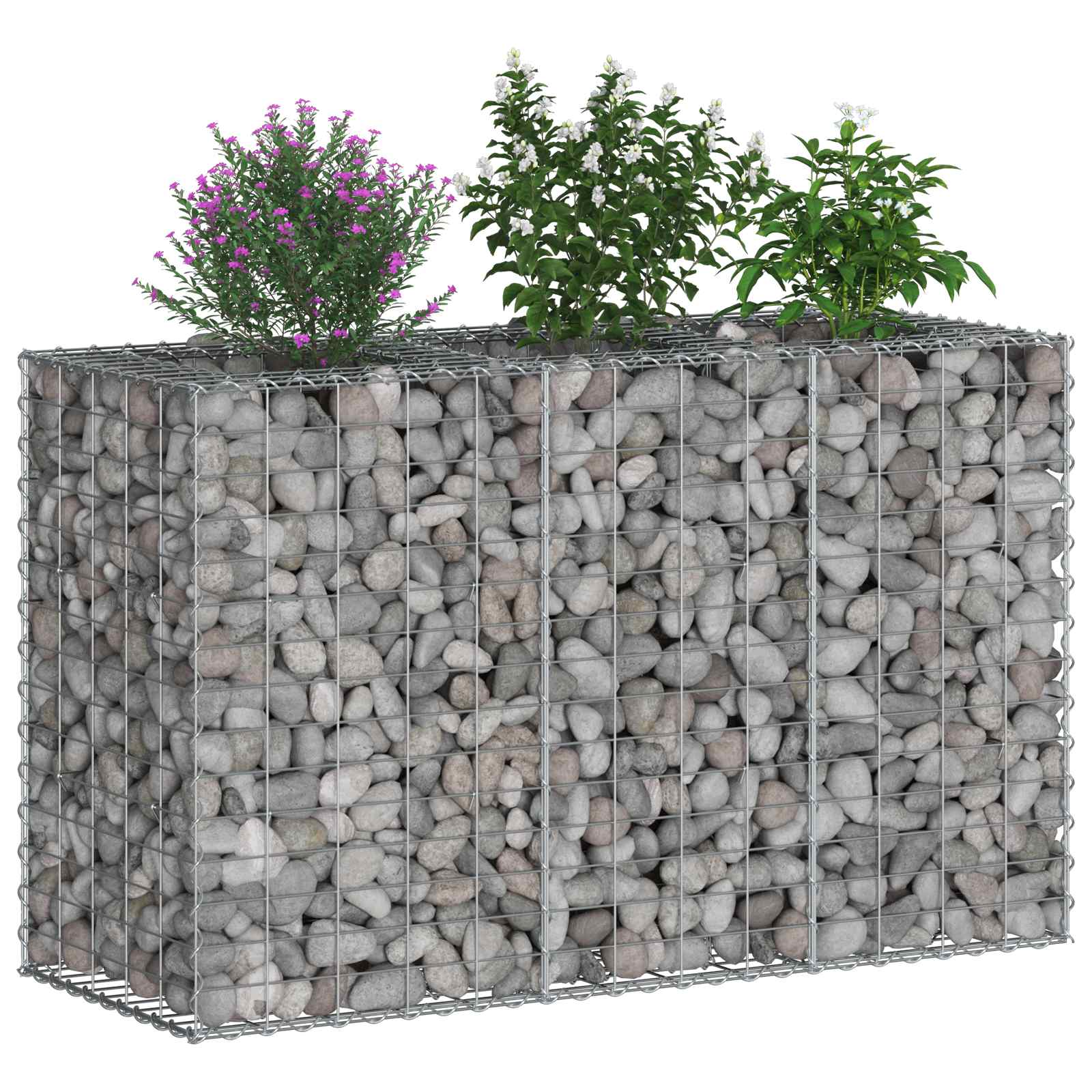 vidaXL Gabion Raised Bed 130 x 50 x 80 cm Galvanised Steel Silver 3