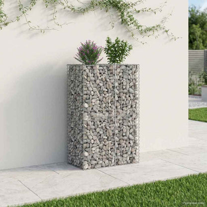 vidaXL Gabion Raised Bed 90 x 50 x 150 cm Galvanised Steel Silver 1