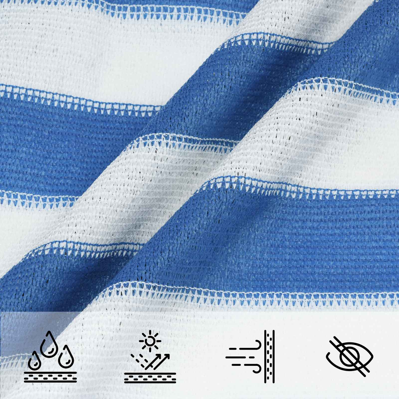 vidaXL Sunshade Sail Blue and White 6 x 6 m HDPE 4