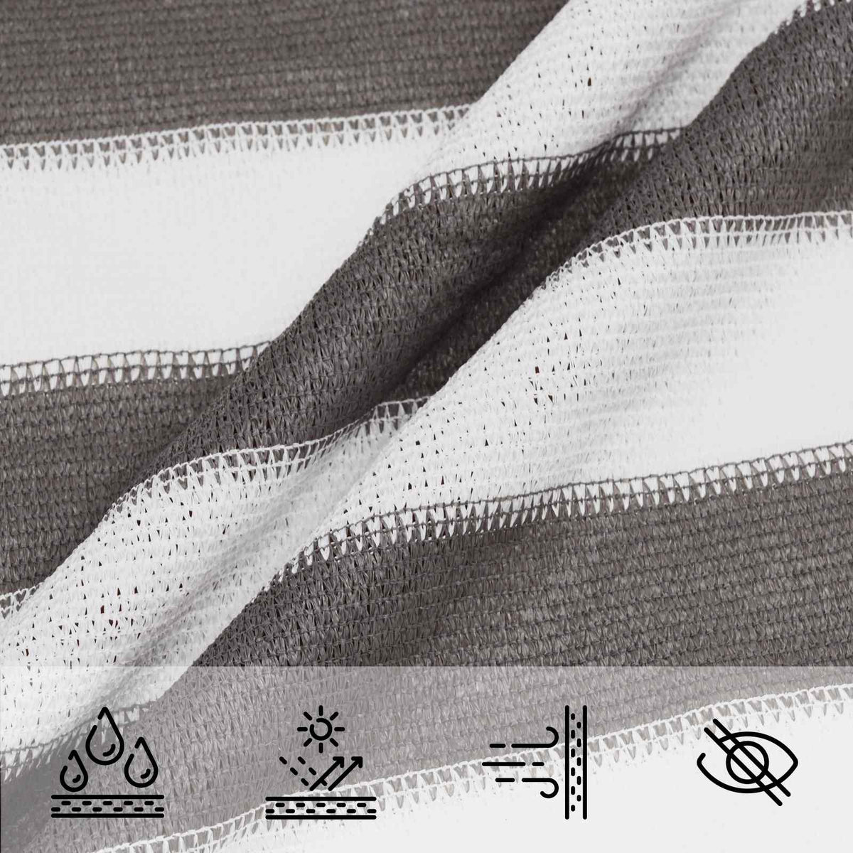vidaXL Sunshade Sail Square 5 x 5 m HDPE Light Grey and White 4