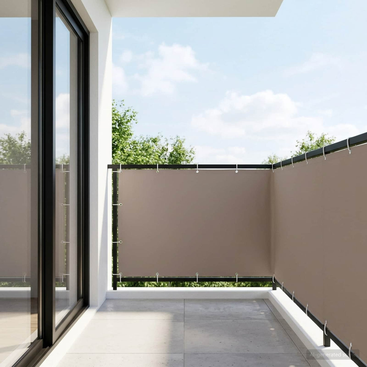 vidaXL Balcony Privacy Screen 150 x 1000 cm Polyester Taupe 3