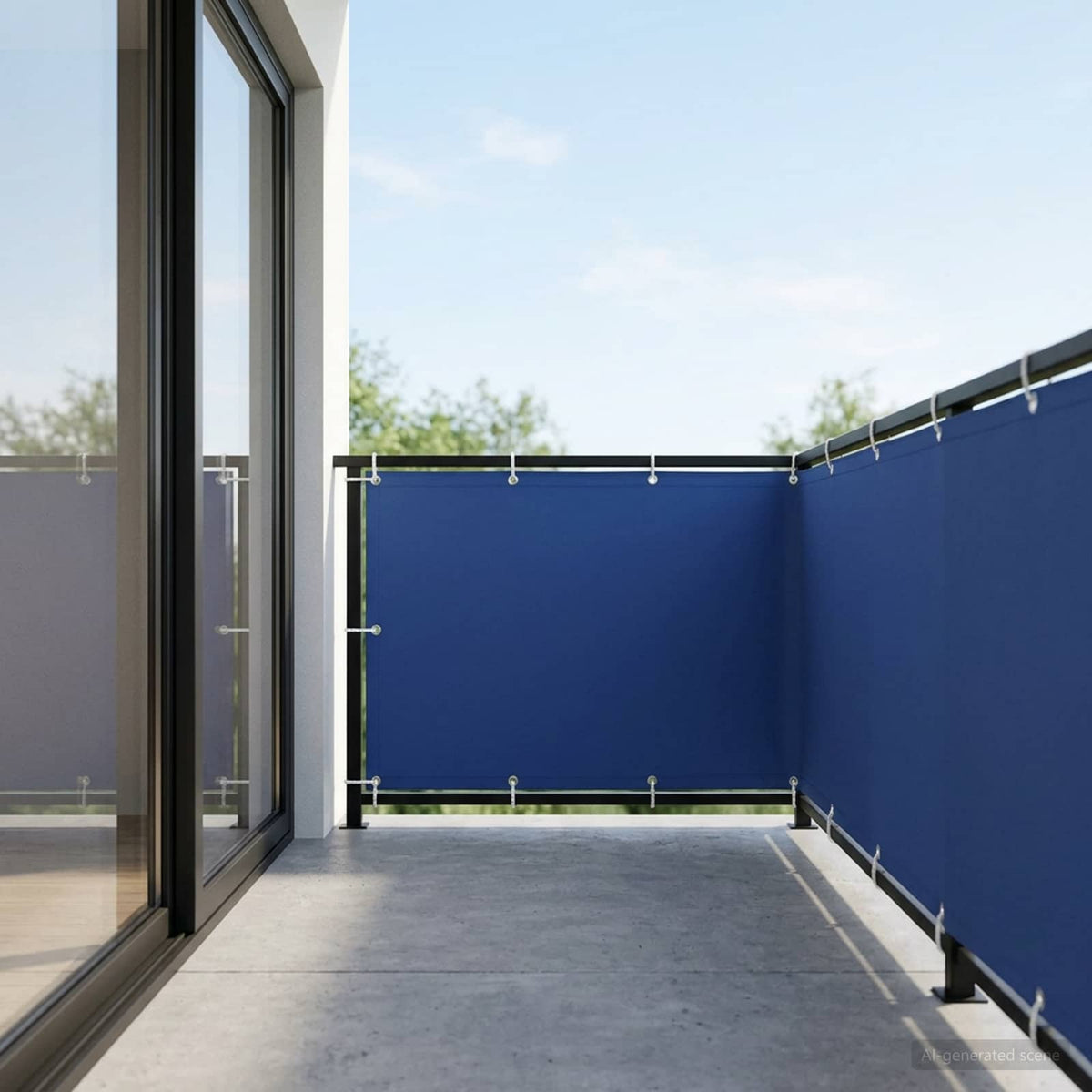 vidaXL Balcony Privacy Screen 150 x 1000 cm Fabric with PU Coated Blue 1