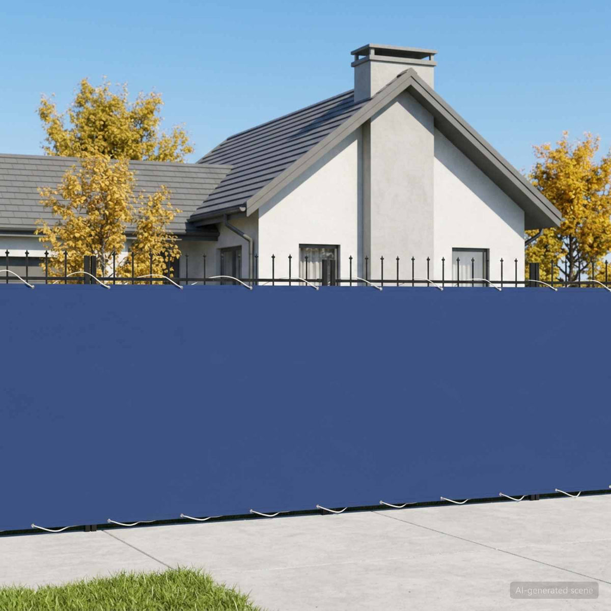 vidaXL Balcony Privacy Screen 150 x 1000 cm Fabric with PU Coated Blue 3