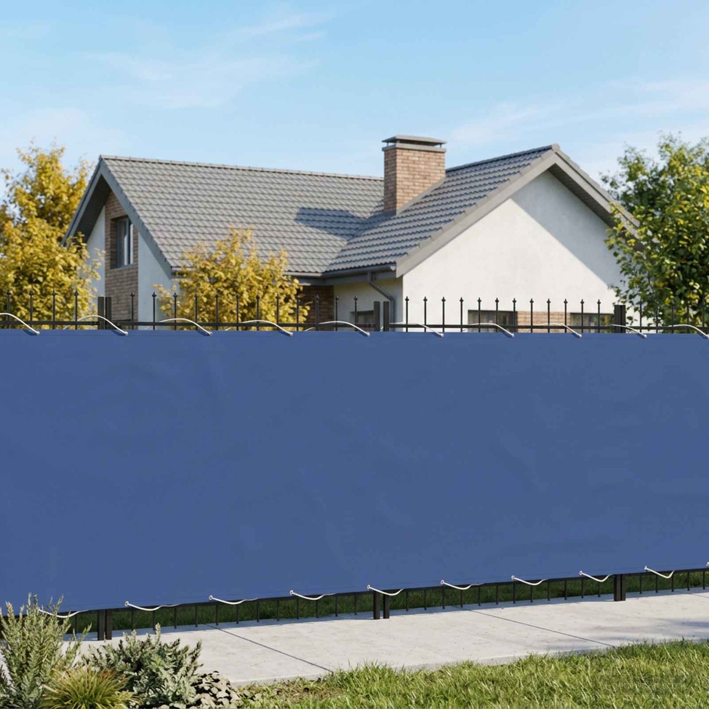 vidaXL Balcony Privacy Screen 200 x 1000 cm Fabric with PU Coated Blue 1