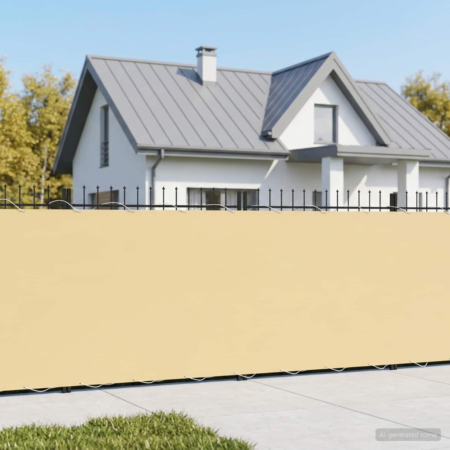vidaXL Balcony Privacy Screen 1.2 x 15 m Fabric with PU Coated Beige 3