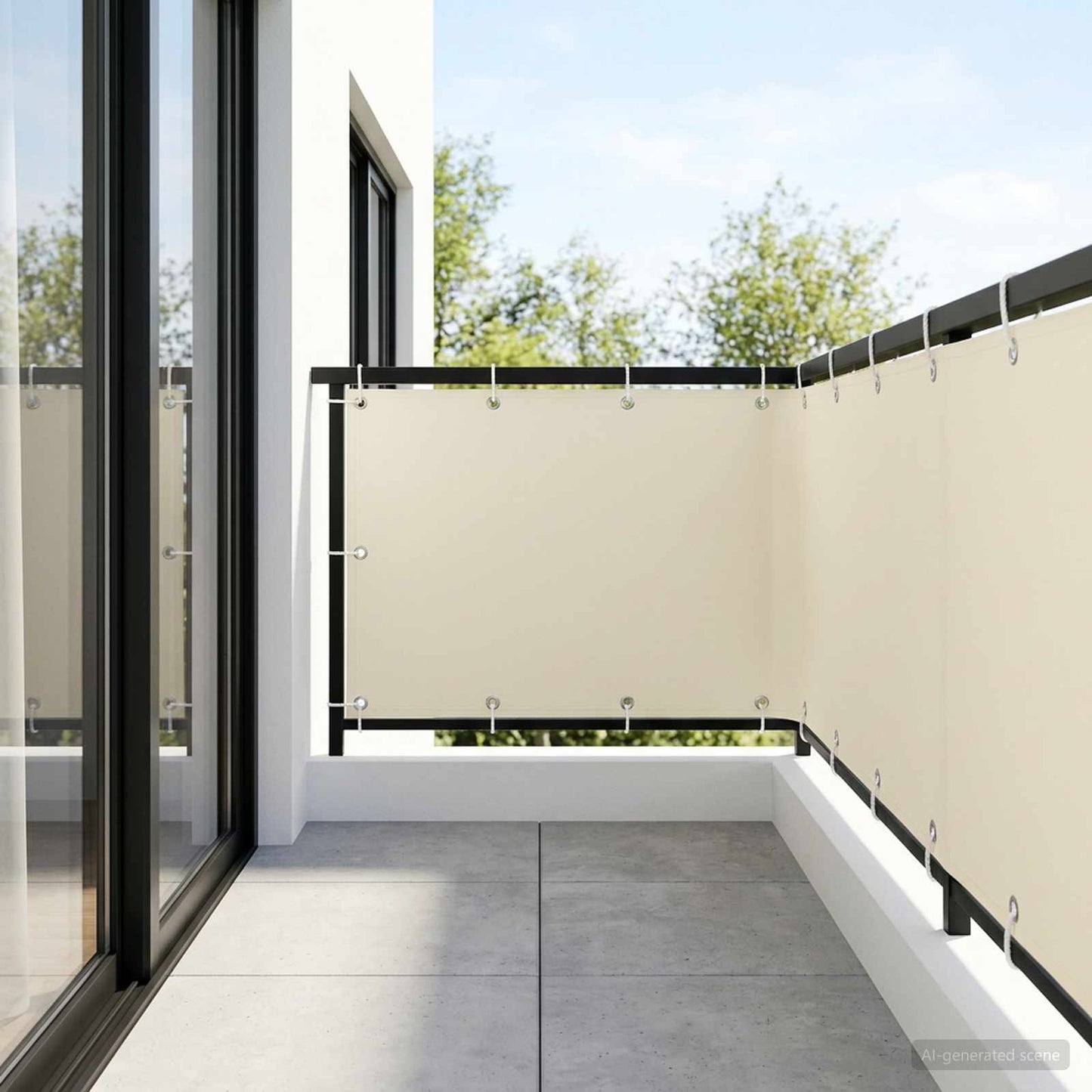 vidaXL Balcony Privacy Screen 1.2 x 15 m Fabric with PU Coated Cream 1