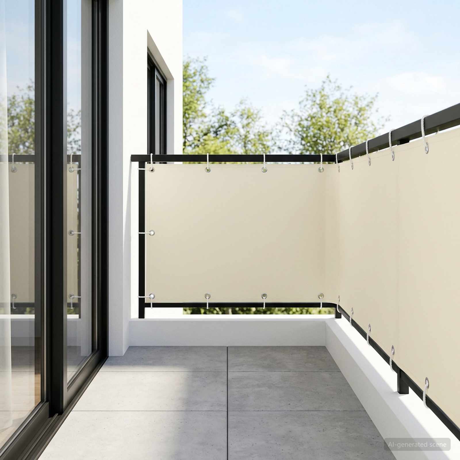 vidaXL Balcony Privacy Screen 1.2 x 15 m Fabric with PU Coated Cream 1