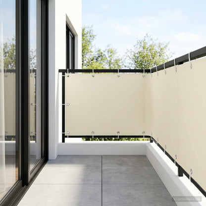 vidaXL Balcony Privacy Screen 1.2 x 15 m Fabric with PU Coated Cream 1