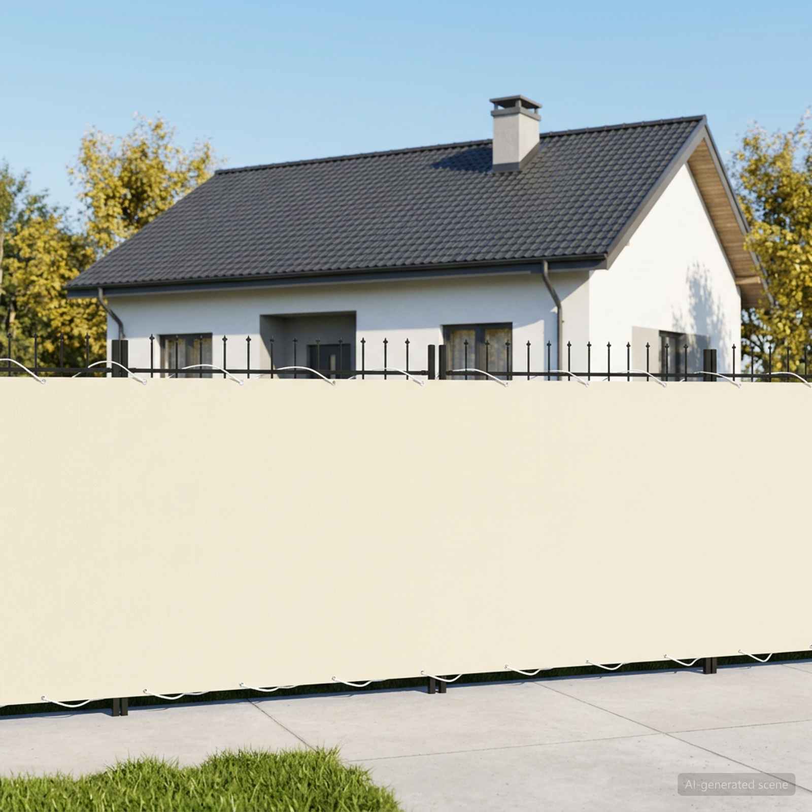 vidaXL Balcony Privacy Screen 1.2 x 15 m Fabric with PU Coated Cream 3