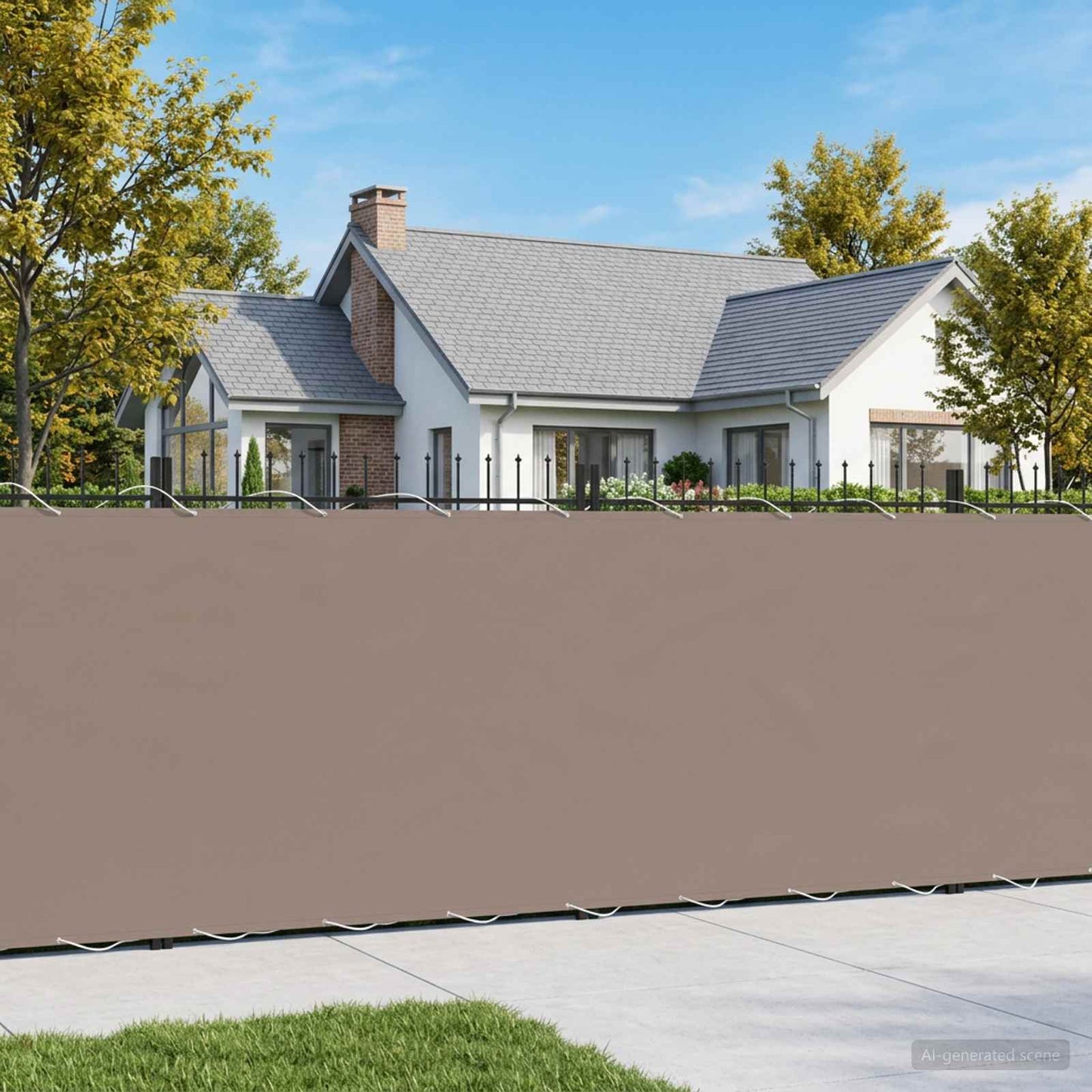 vidaXL Balcony Privacy Screen 1.2 x 15 m Fabric with PU Coated Taupe 1