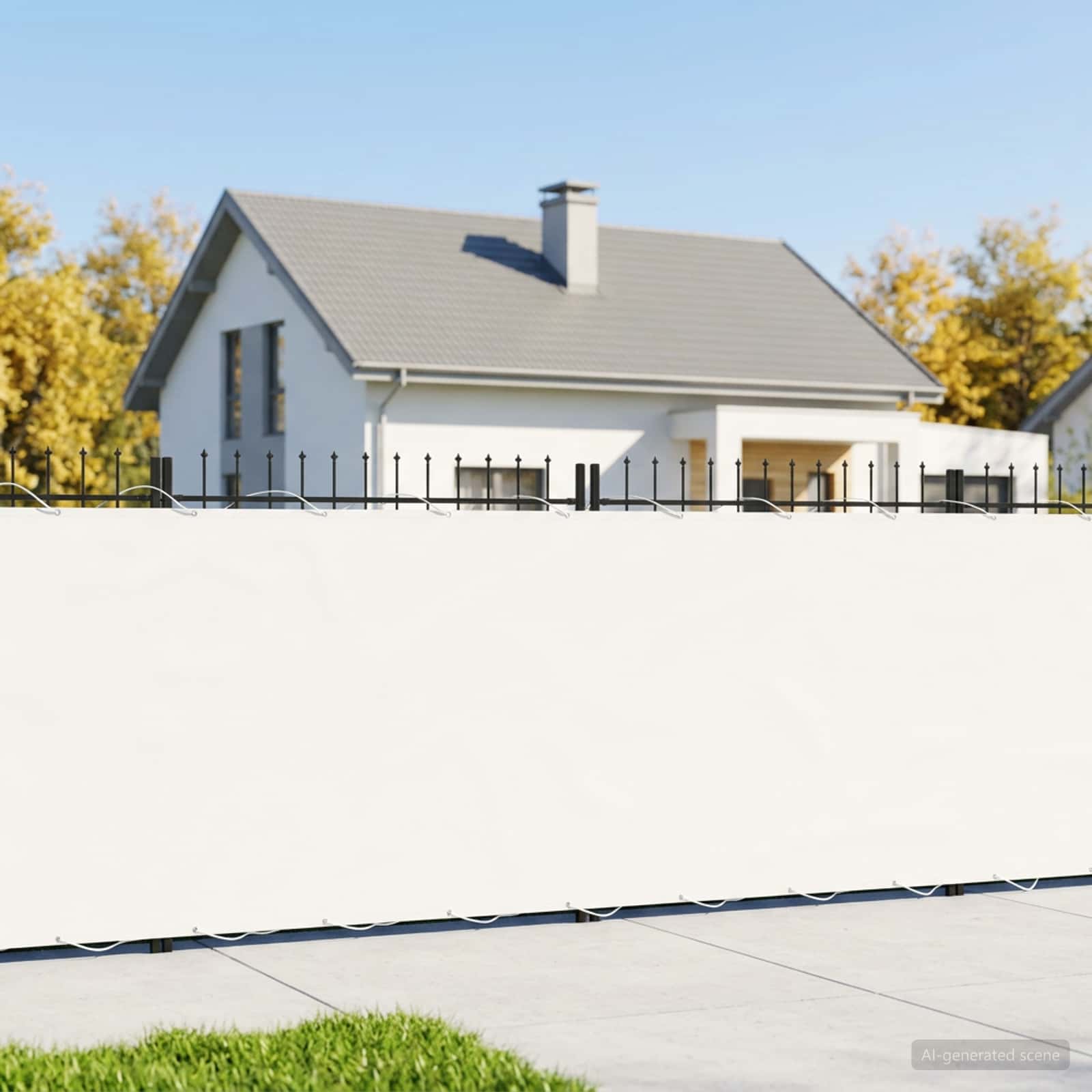 vidaXL Balcony Privacy Screen 1.5 x 15 m Fabric with PU Coated White 3