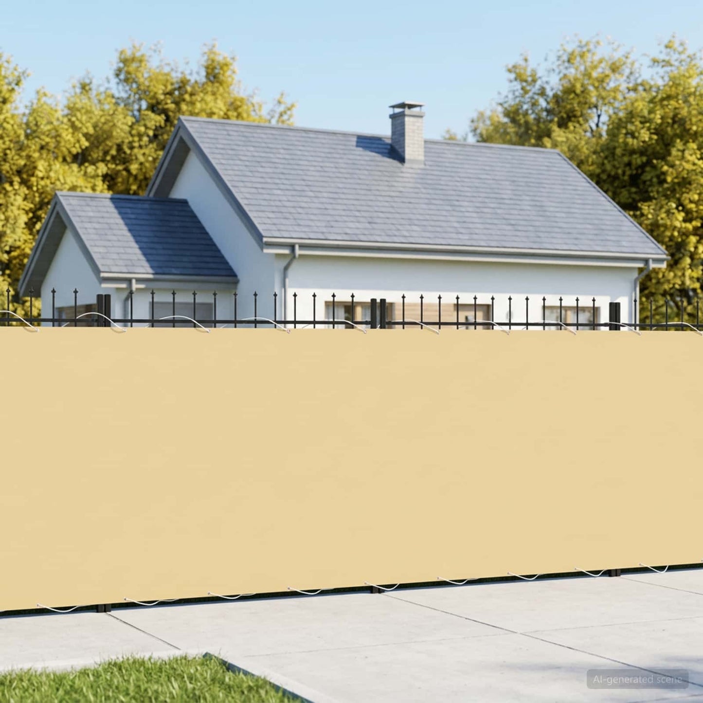 vidaXL Balcony Privacy Screen 1.5 x 15 m Fabric with PU Coated Beige 1