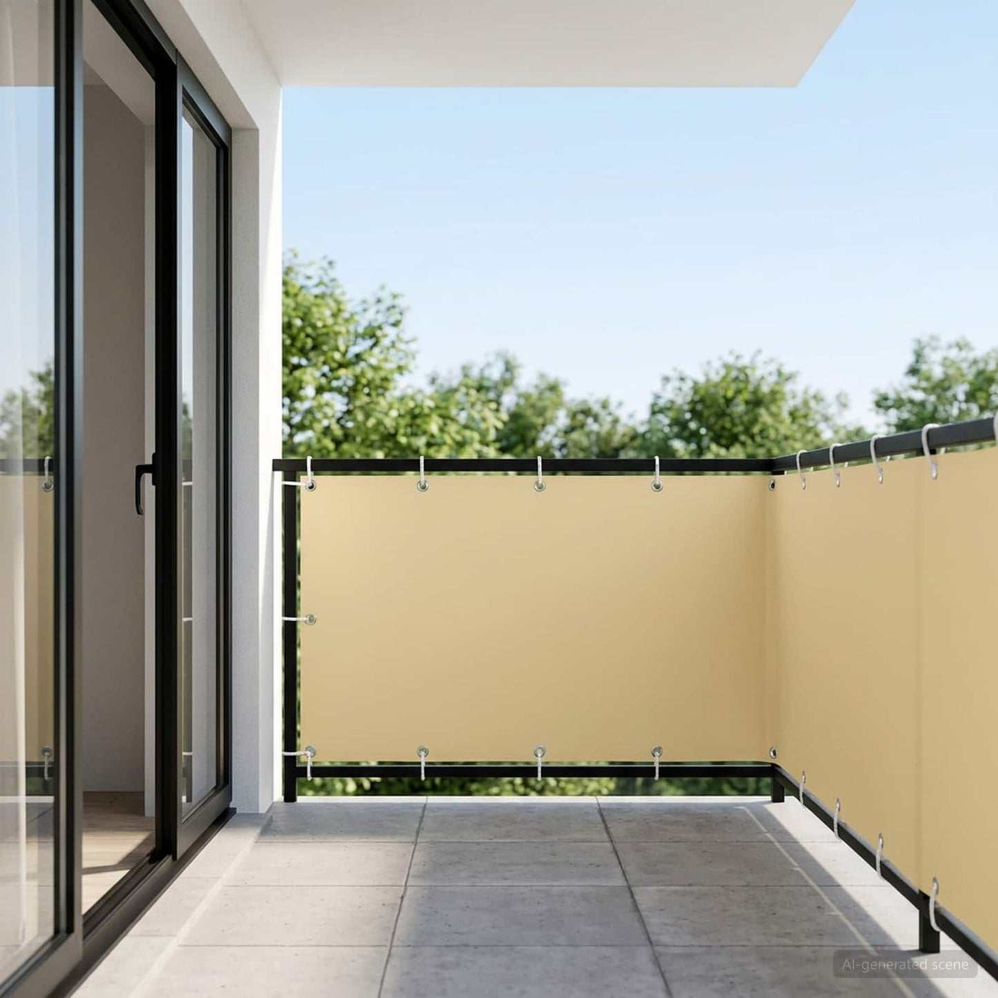 vidaXL Balcony Privacy Screen 1.5 x 15 m Fabric with PU Coated Beige 3