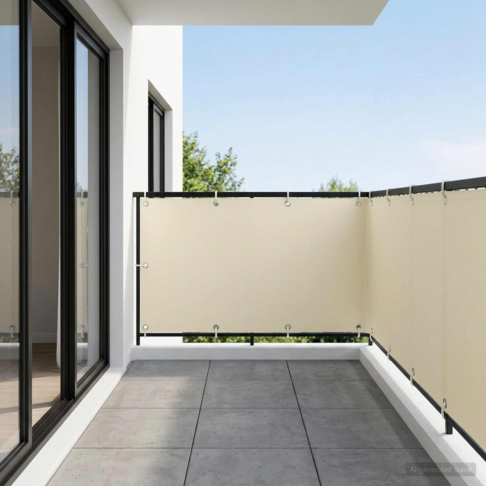 vidaXL Balcony Privacy Screen 1.5 x 15 m Fabric with PU Coated Cream 1