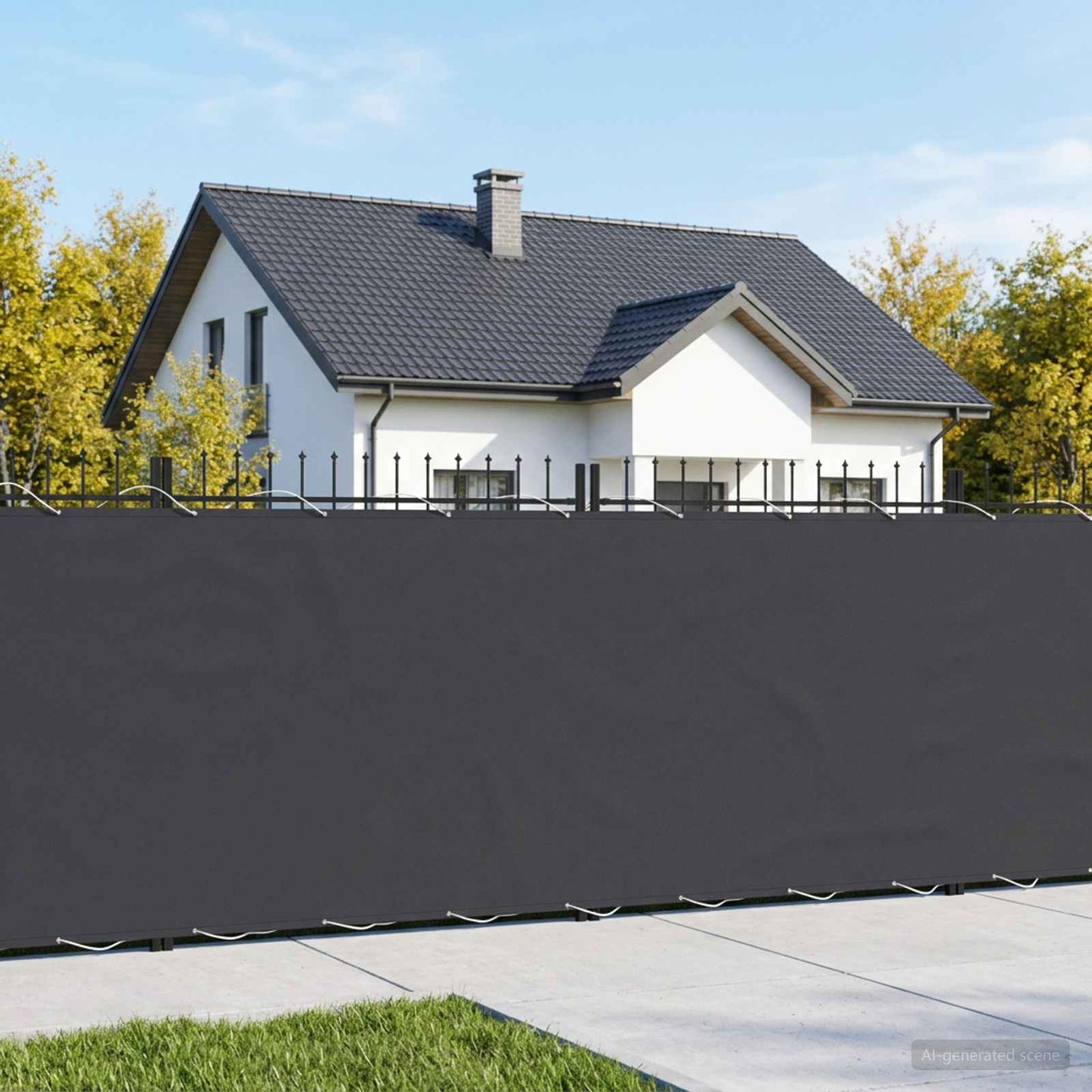 vidaXL Balcony Privacy Screen 1.5 x 15 m Fabric with PU Coated Black 3