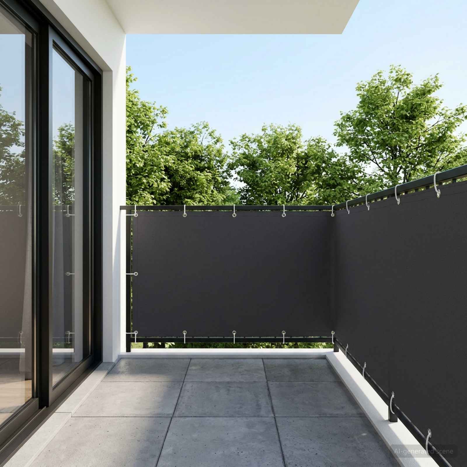 vidaXL Balcony Privacy Screen 1.5 x 15 m Fabric with PU Coated Black 1
