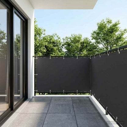 vidaXL Balcony Privacy Screen 1.5 x 15 m Fabric with PU Coated Black 1