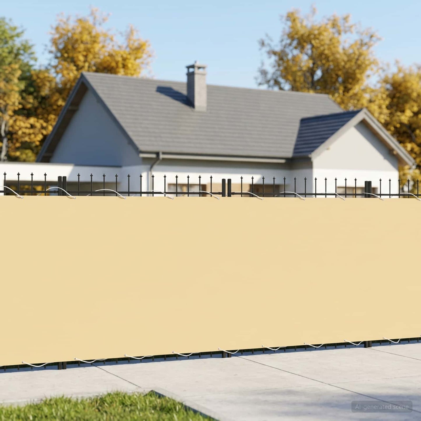 vidaXL Balcony Privacy Screen 1.8 x 15 m Fabric with PU Coated Beige 1