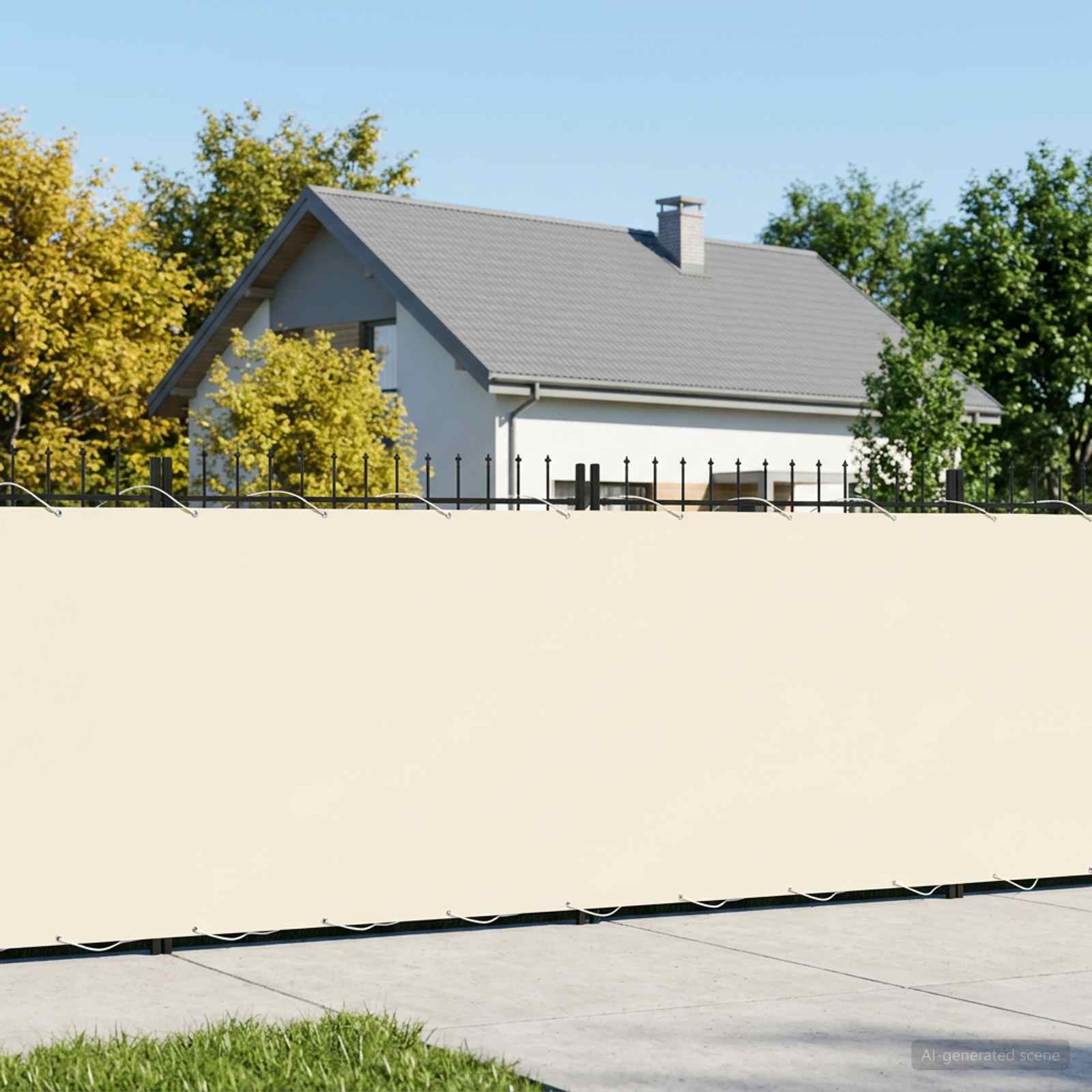 vidaXL Balcony Privacy Screen 1.8 x 15 m Fabric with PU Coated Cream 1
