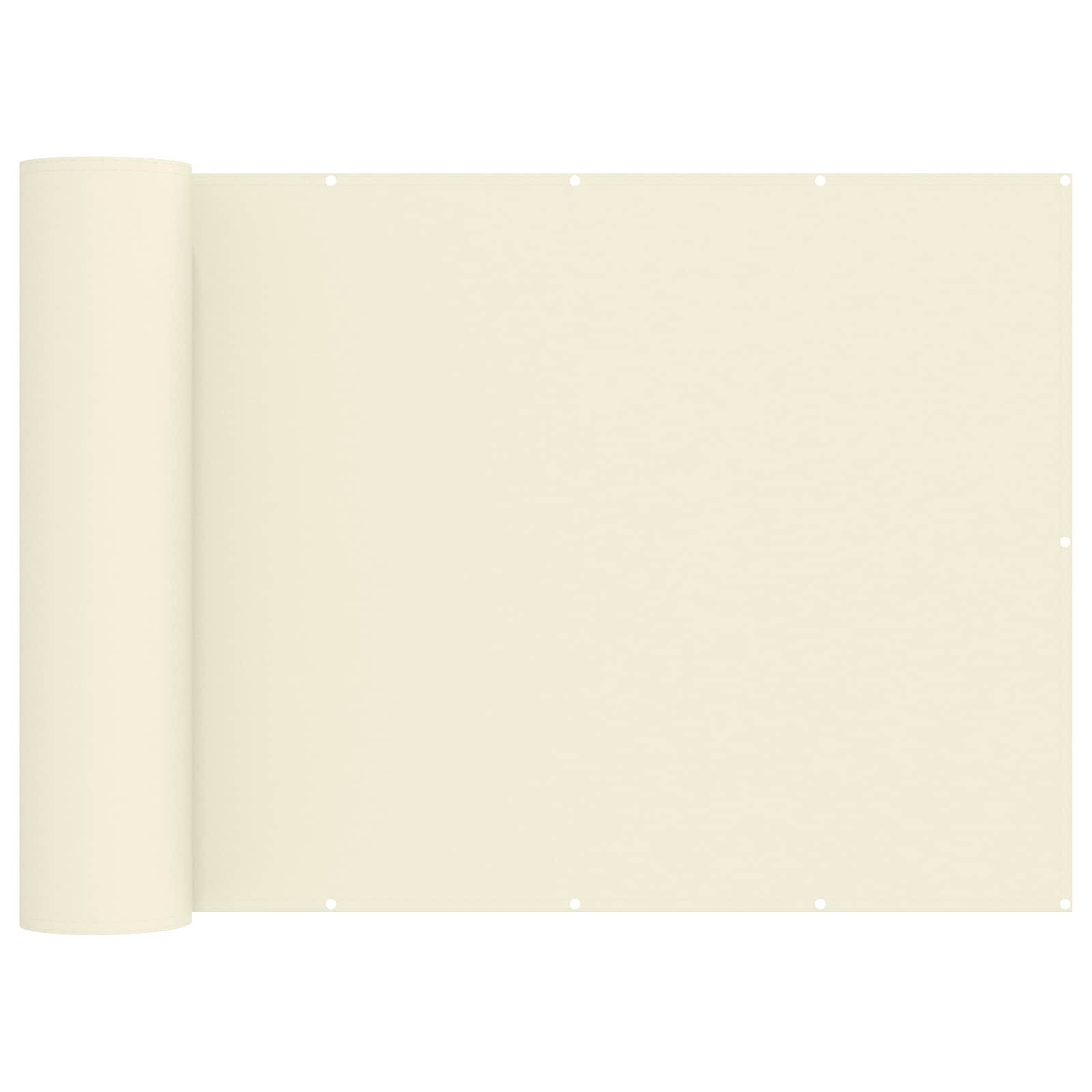 vidaXL Balcony Privacy Screen 1.8 x 15 m Fabric with PU Coated Cream 2