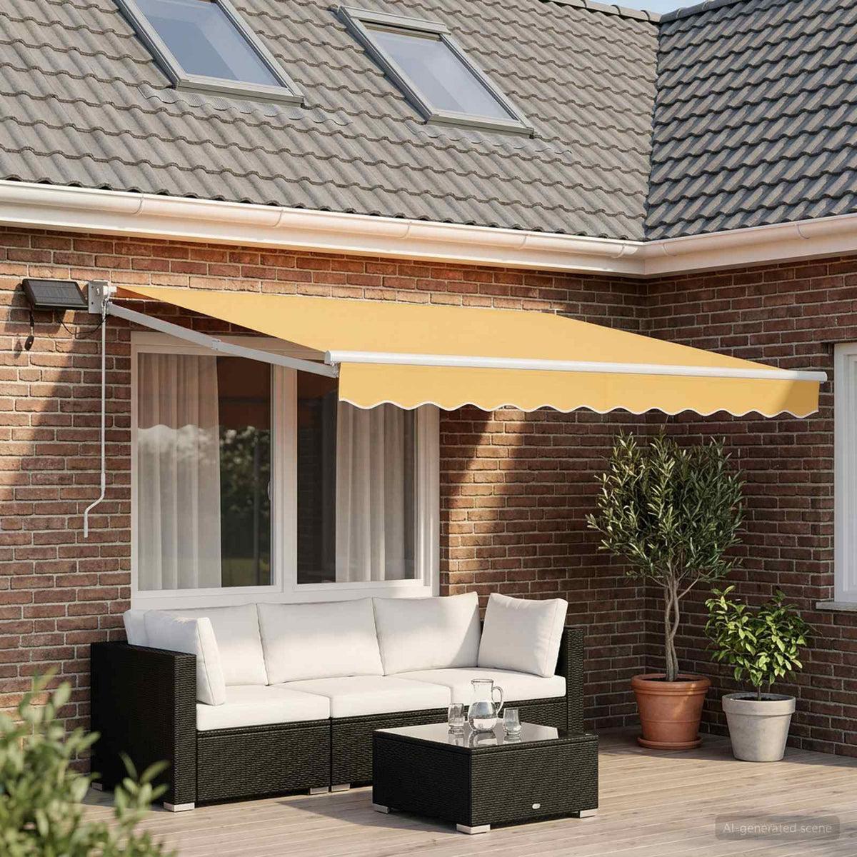 Manual Awning with Solar LED 3.5 x 2 m White Sand