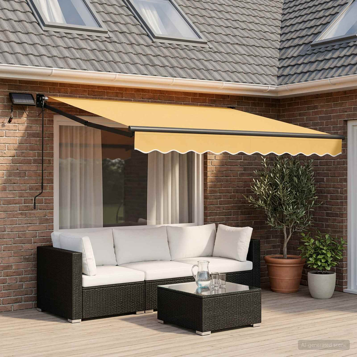 Manual Awning Solar LED Anthracite Sand