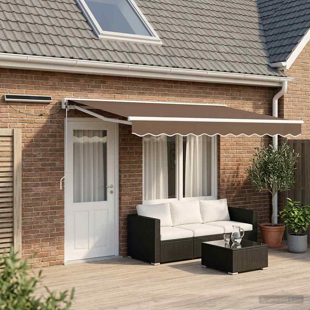 Solar Electric Awning White Taupe