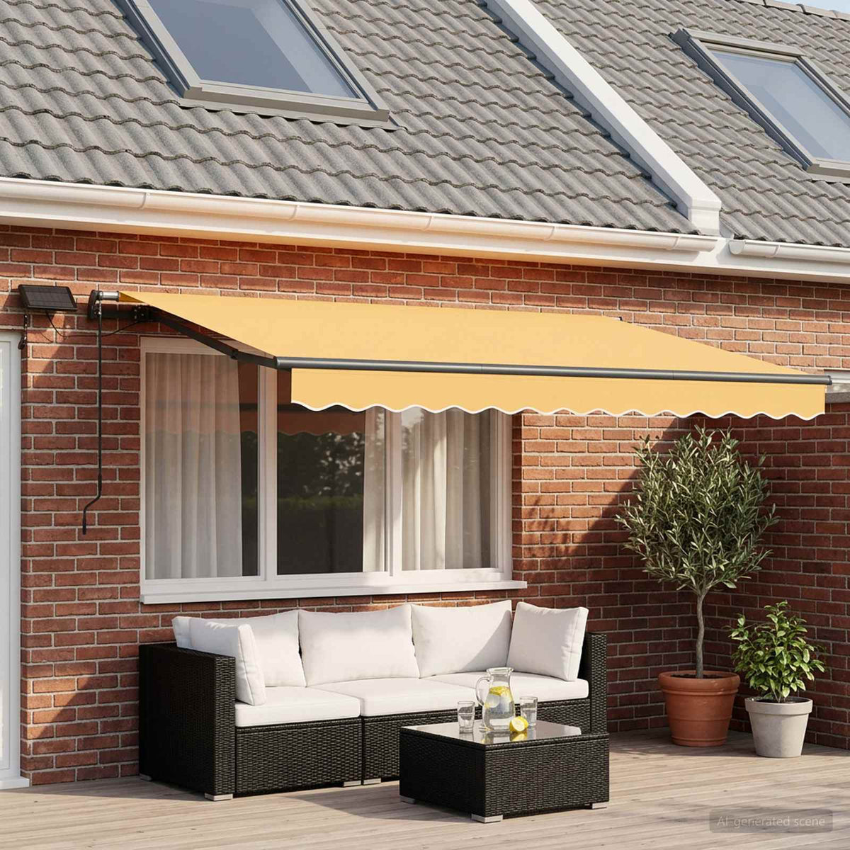 Manual Awning Solar LED Anthracite Frame Drop Width Sand