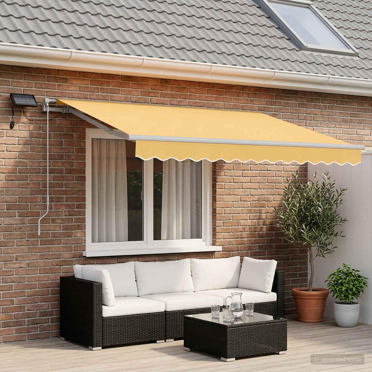 Manual Awning White Frame Sand
