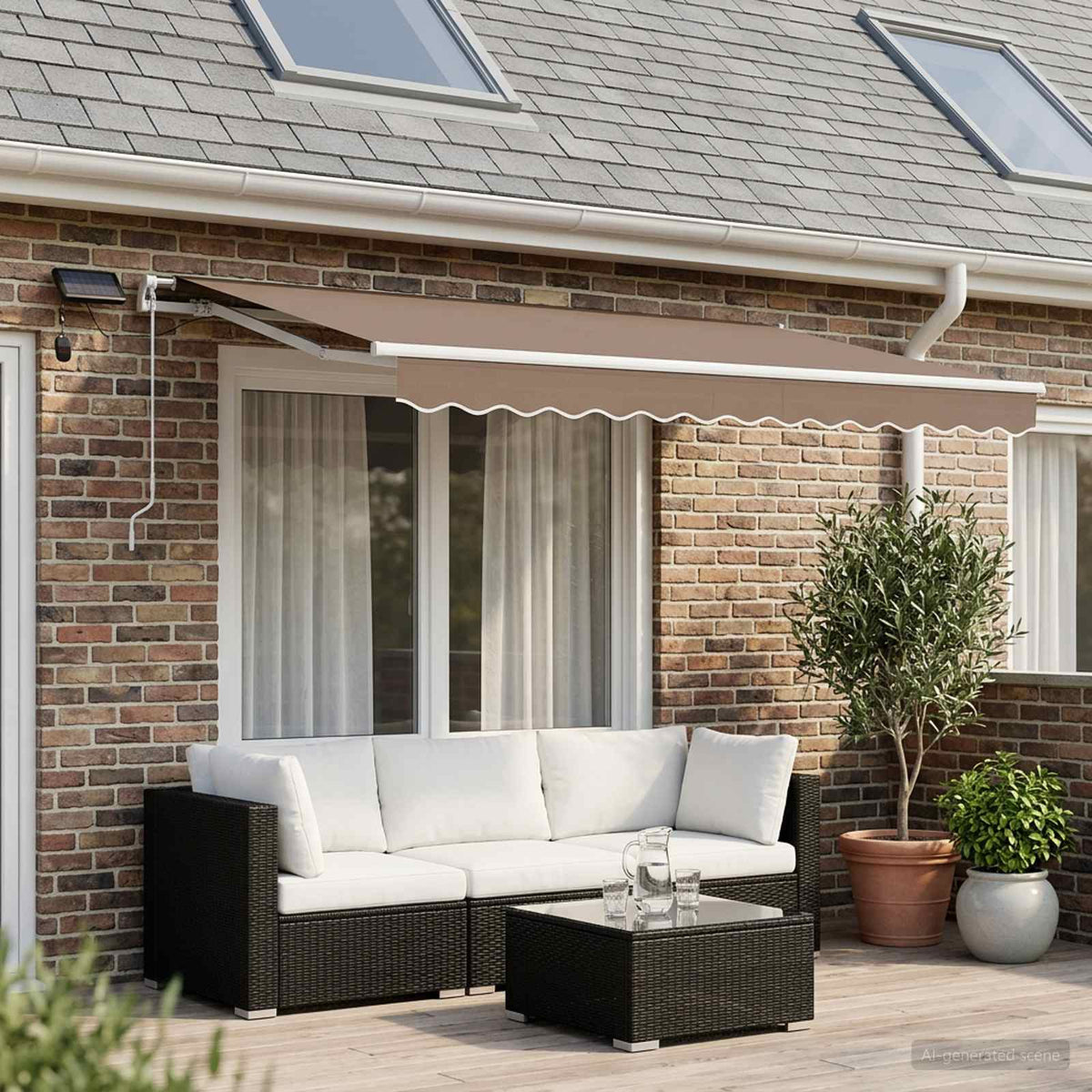Manual Awning White Frame Taupe
