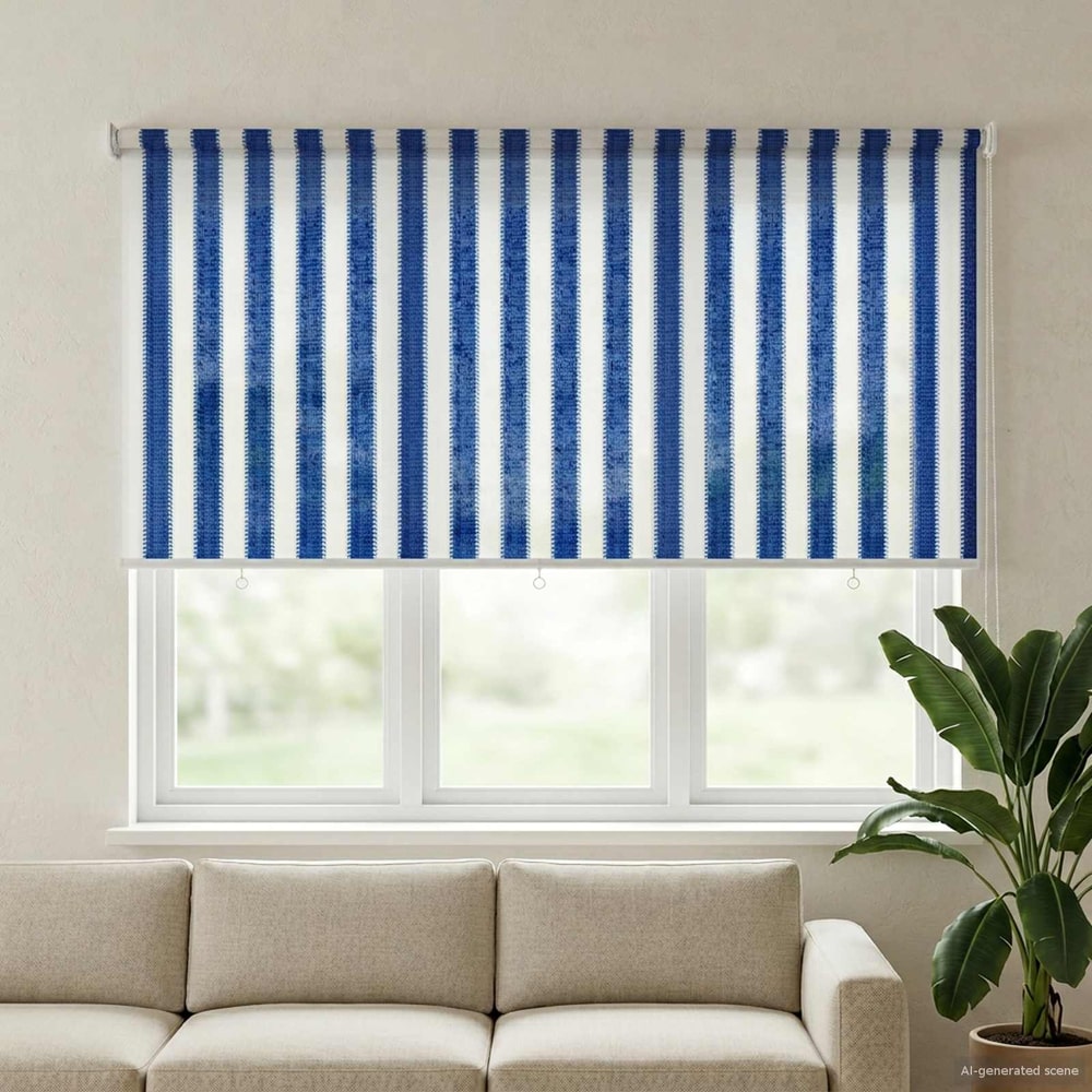 vidaXL Outdoor Roller Blind 90% UV Block Drop 140 cm Blue and White Stripe