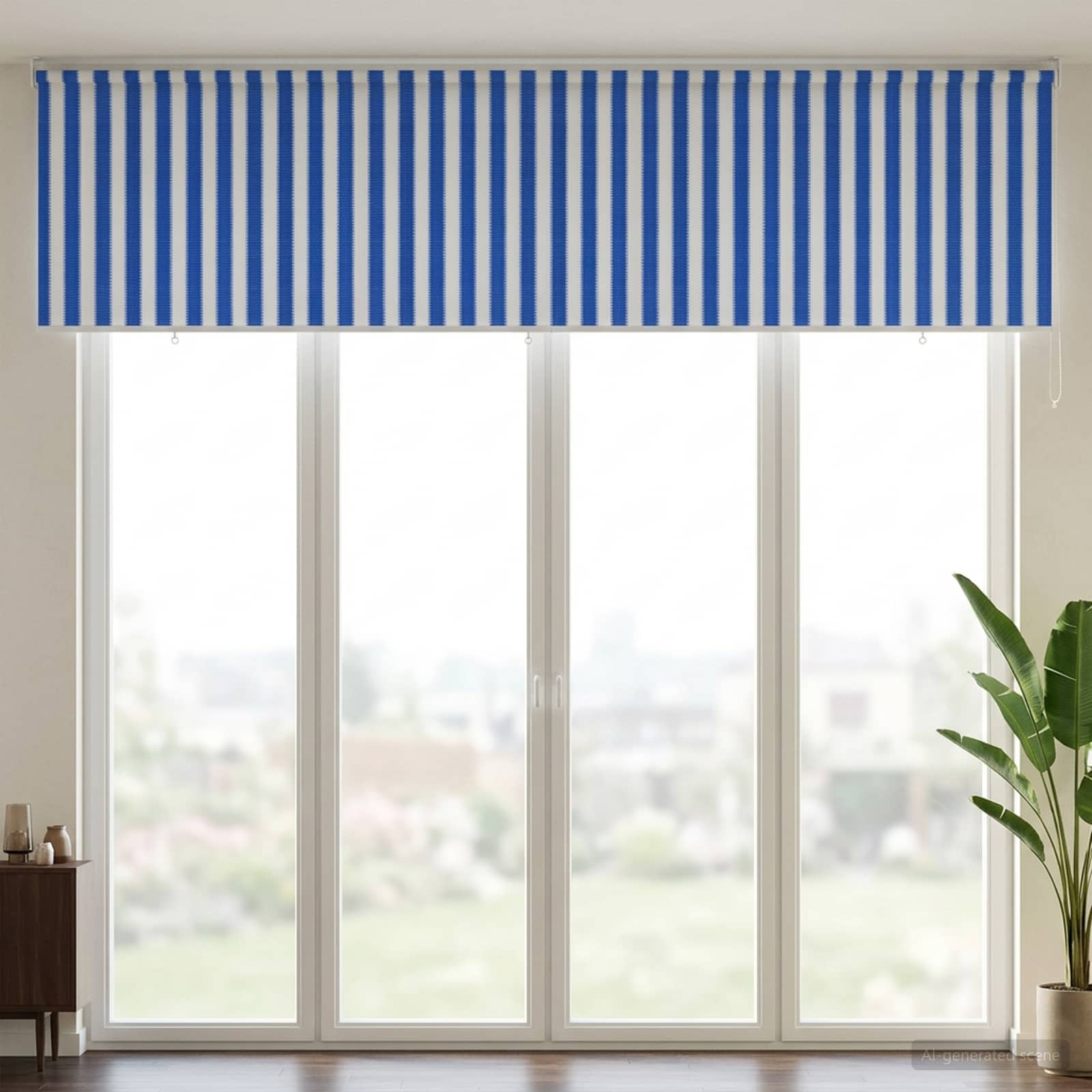 vidaXL Outdoor Roller Blind 90% UV Block Blue and White Stripe HDPE 3